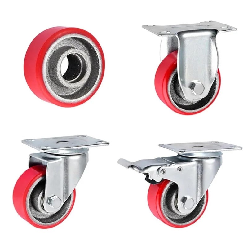 Aokley 2.5 بوصة عجلة صامتة متوسطة من PU مع محمل أحمر - Image 5