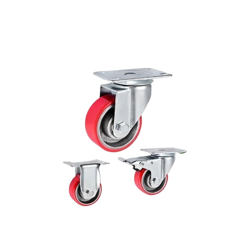 Aokley 2.5 بوصة عجلة صامتة متوسطة من PU مع محمل أحمر - Image 3