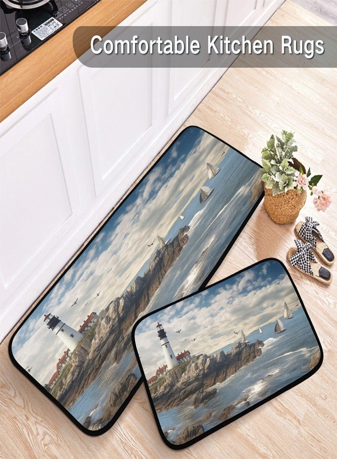 xigua Lighthouse Beach Kitchen Mat - Cushioned Anti Fatigue Kitchen Rug Set of 2, Non Slip Kitchen Mats for Kitchen, Laundry, Sink, Office - Image 5