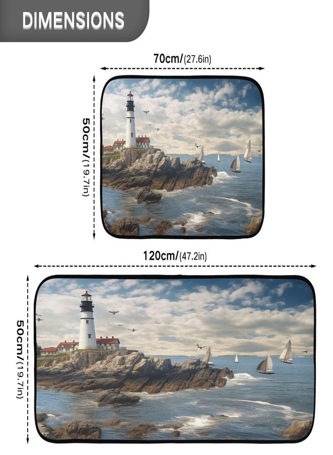 xigua Lighthouse Beach Kitchen Mat - Cushioned Anti Fatigue Kitchen Rug Set of 2, Non Slip Kitchen Mats for Kitchen, Laundry, Sink, Office - Image 3