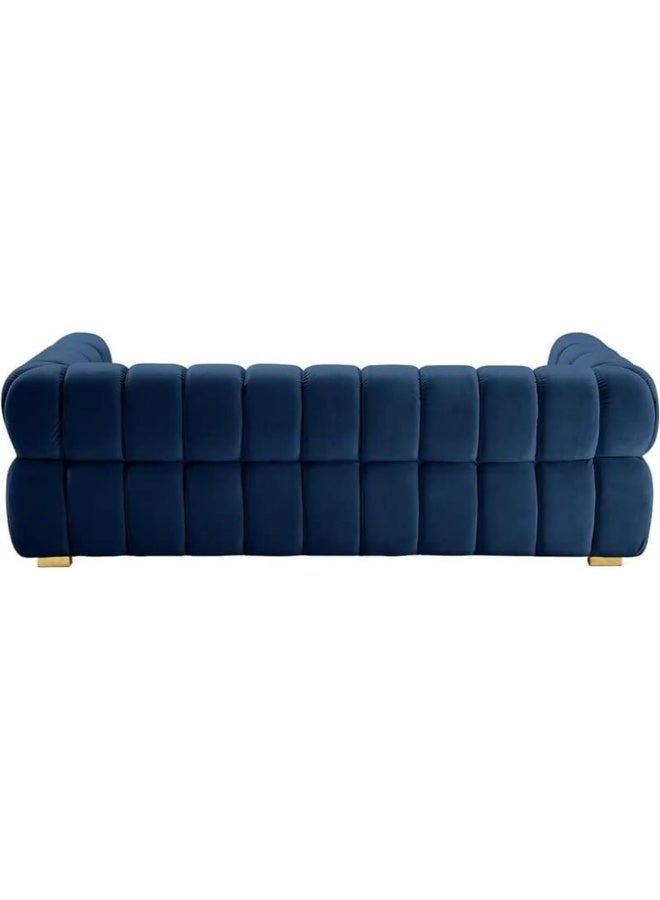 Zayn comforts Elegant Three-Seater Velvet Sofa-Modern Couch for Living Rooms, Guest Spaces & Luxury Hotels 203 x 83 x 76 cm (Blue) - Image 3