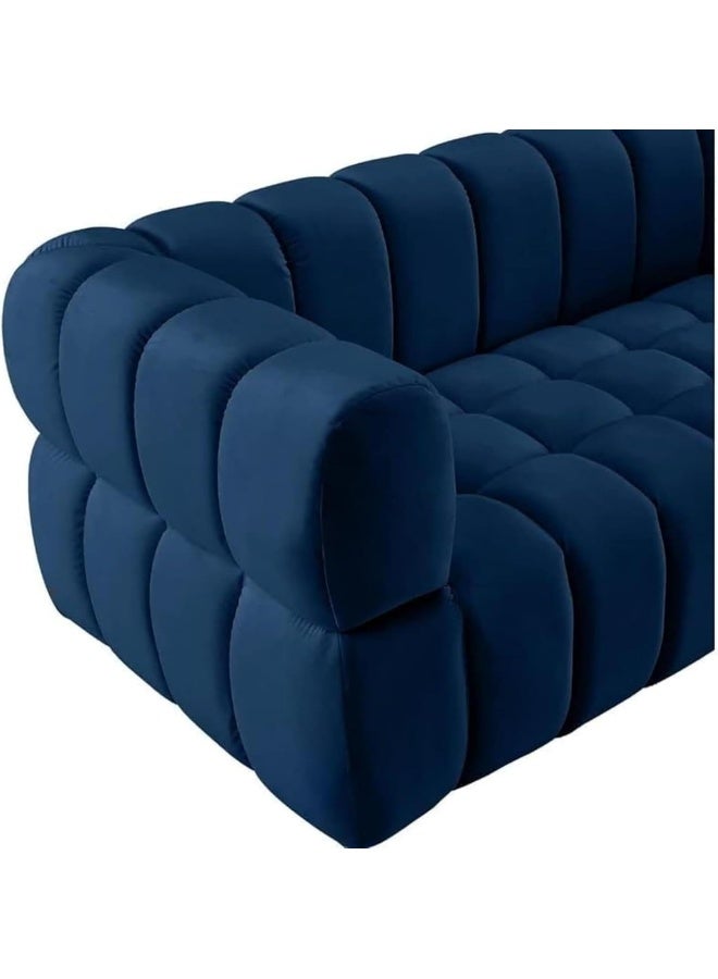 Zayn comforts Elegant Three-Seater Velvet Sofa-Modern Couch for Living Rooms, Guest Spaces & Luxury Hotels 203 x 83 x 76 cm (Blue) - Image 5