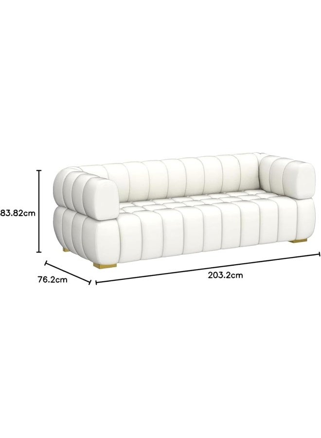 Zayn comforts Elegant Three-Seater Velvet Sofa-Modern Couch for Living Rooms, Guest Spaces & Luxury Hotels 203 x 83 x 76 cm (Blue) - Image 2