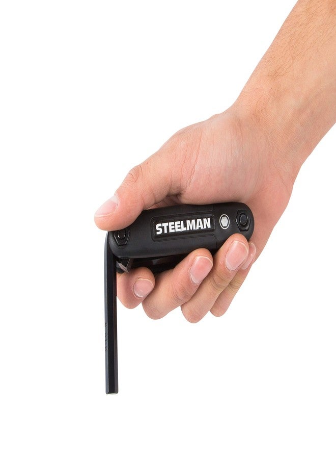 Steelman Portable Folding Hex Key Wrench Metric Multi-Tool, Set Includes 1.5, 2, 2.5, 3, 4, 5, 6, and 8mm Sizes, Chamfered Ends, Steel, Corrosion-Resistant Black Oxide Coating - Image 5