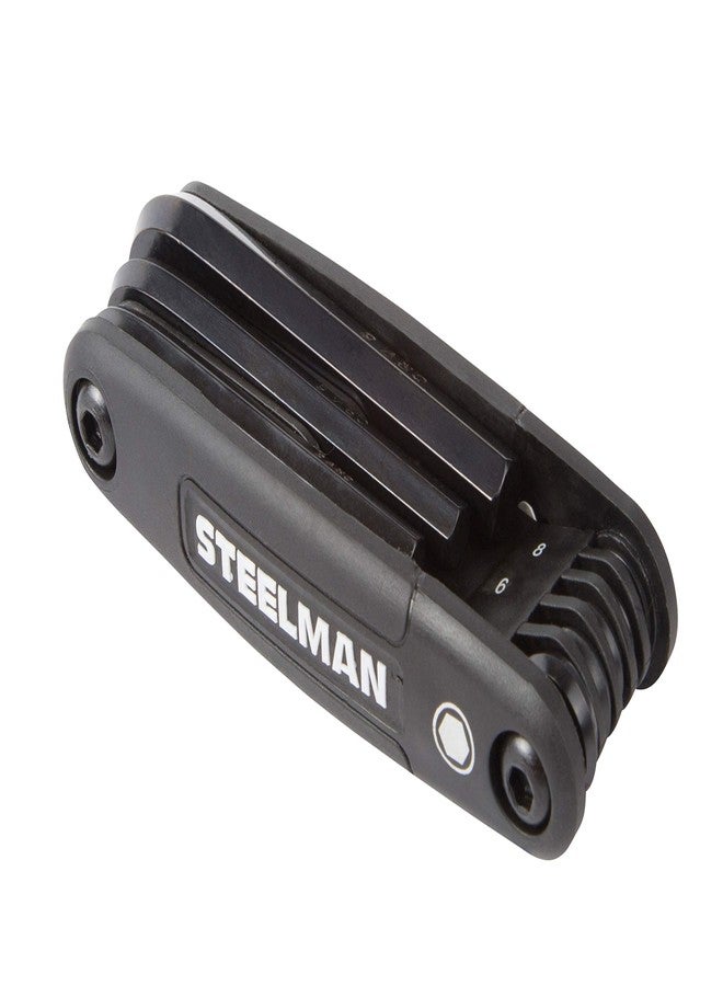 Steelman Portable Folding Hex Key Wrench Metric Multi-Tool, Set Includes 1.5, 2, 2.5, 3, 4, 5, 6, and 8mm Sizes, Chamfered Ends, Steel, Corrosion-Resistant Black Oxide Coating - Image 3