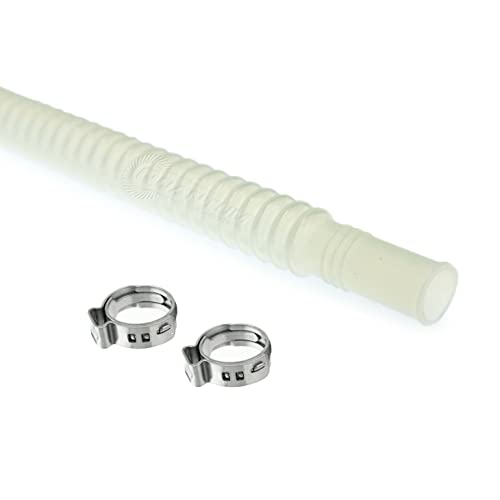 HFP-FH1010-280-PX 10mm x 10mm x 280mm Clear Corrugated Flexible Hose Line & Clamps for Fuel Pump Assembly - E85 Compatible - Image 1
