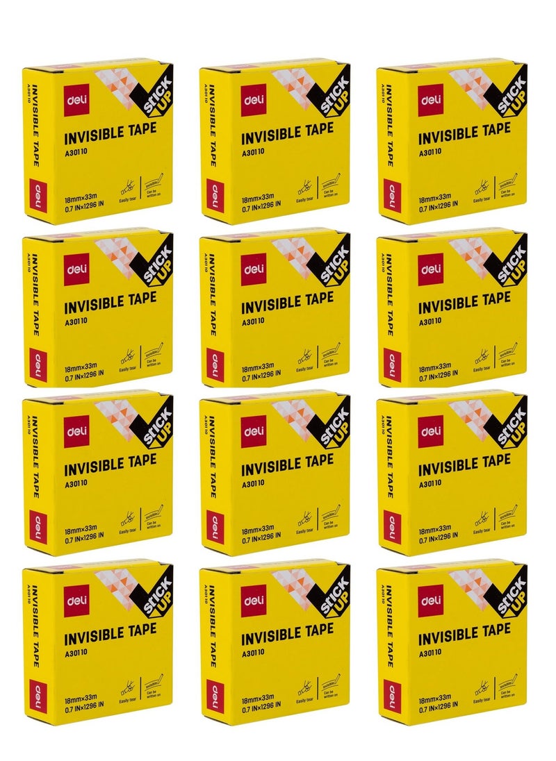 Deli 12-Piece Invisble Magic Tape 18mm Width  - Image 1