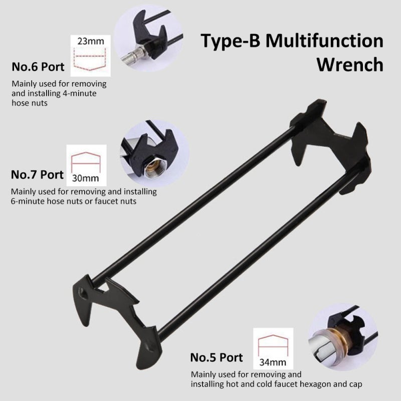 Basin Wrench 7 Sizes: 360-Degree Rotation Faucet Wrench - Wear-Resistant Alloy Steel Plumbers Wrench for Tight Space Plumbing Repairs & Faucet Maintenance - Image 3