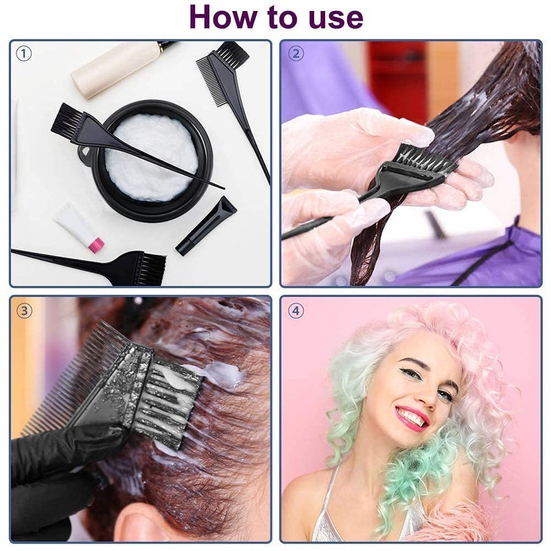 E-DUNIA Hair Colouring Tools, Hair Dyeing Tool Set, Brush Double-Sided Coloring Comb and Bowl Set Kit - Image 4