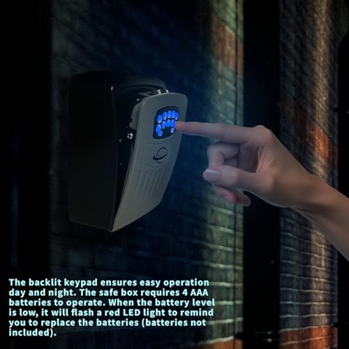SISAV Security Key Lock Box Instant Remote Access Via Bluetooth/Code/App Resettable Set Your Own Combination 6 Digit Storage Smart Lock Box No WiFi Wall Mounted 5 Key Large Capacity,Black - Image 4