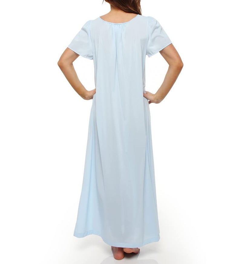 Shadowline Women's Plus-Size Petals 53 Inch Short Flutter Sleeve Long Gown, Sea Foam, 1X - Image 4