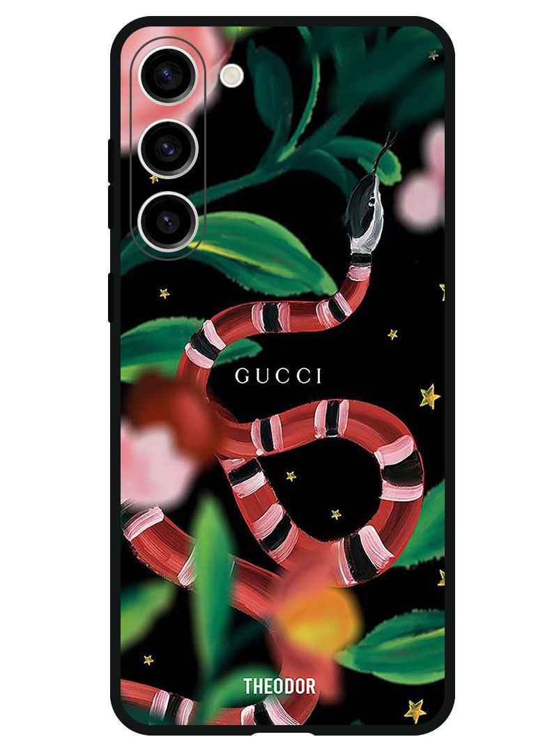 Theodor Protective Case Anti Scratch Shock Proof Bumper Cover For Samsung Galaxy S23 Plus Red Snake & Leaves - Image 1