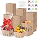 Yaomiao 100 Pcs Natural Pulp Fiber Berry Basket with 100 Clear Plastic Bag 100 Colorful Pull Bow Farmers Market Harvest Basket Berry Strawberry Containers for Birthday Gift Wrapping - Image 1