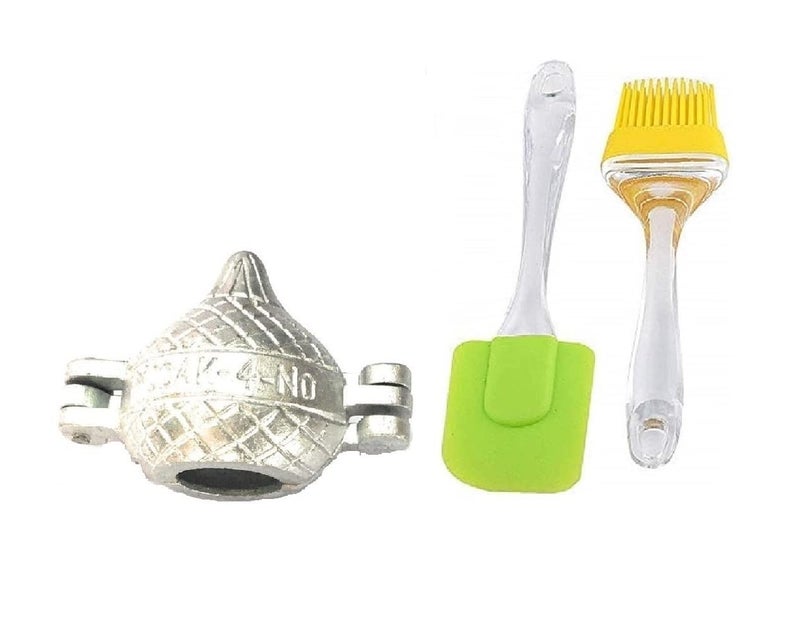 FIRST FRONT Aluminium Modak Maker Sancha Machine Kitchen Molds for Festivals with Big Spatula SetPack of 2 Multicolour - Image 1