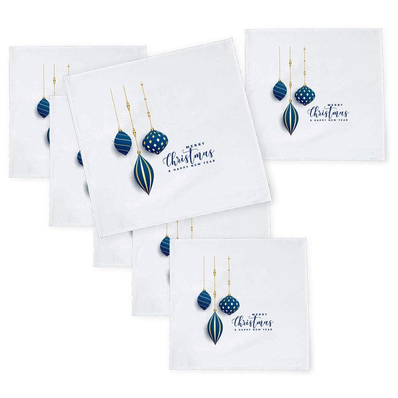 Khakee 6 Pcs Christmas Theme Tafta Silk Table Napkins 10x 10 for Xmas Decoration Christmas OrnamentsChristmas Gift npxmas57P - Image 1