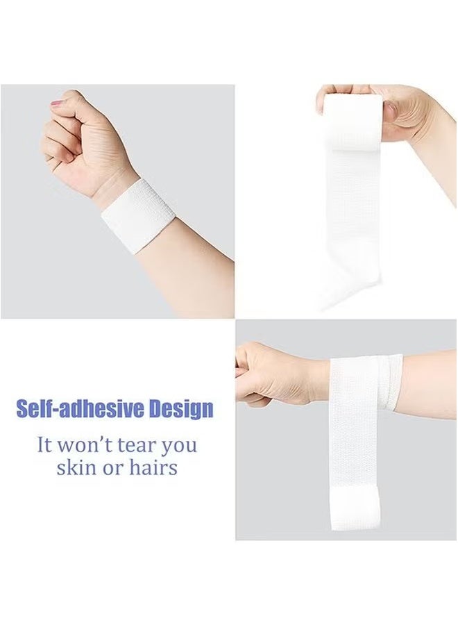 8-Pack Self-Adherent Cohesive Wrap Bandages, Non-Woven Disposable Wound Dressing Elastic Bandage, First Aid Wrist Strap, Fixed Breathable Sports Bandage - White (5CM*4.5M) - Image 4