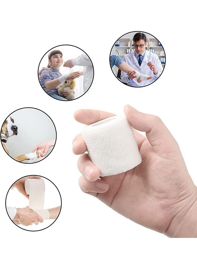 8-Pack Self-Adherent Cohesive Wrap Bandages, Non-Woven Disposable Wound Dressing Elastic Bandage, First Aid Wrist Strap, Fixed Breathable Sports Bandage - White (5CM*4.5M) - Image 2