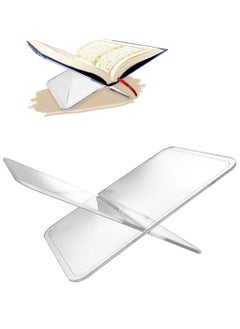أميازي AMIAZI™ حامل مصحف اكريليك لكتب الطبخ والرحيل للكتاب المفتوح والمغلق  بشكل كلمة X  حامل شفاف صغير انيق لعرض الكتاب المقدس  - Image 1