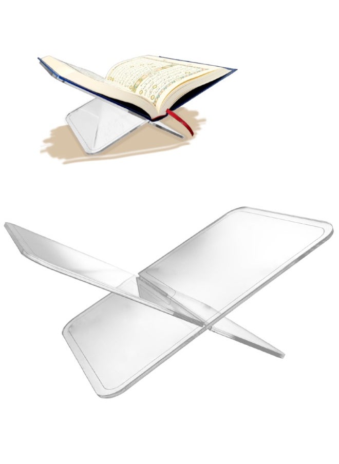 amiazi - AMIAZI™  Acrylic Quran Stand Holder Cookbook Rahail Stand for open and closed book X - shaped clear easel mini Elegant Display for Holy Book - Image 1