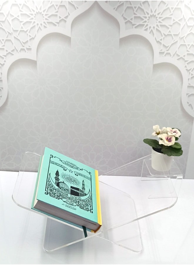 amiazi - AMIAZI™  Acrylic Quran Stand Holder Cookbook Rahail Stand for open and closed book X - shaped clear easel mini Elegant Display for Holy Book - Image 1
