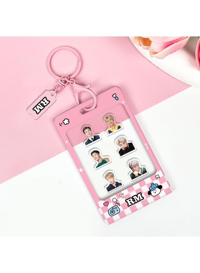 NIBEMINENT 1 - Piece V JIMIN Kpop Photo Card Holder Pendant Key Chain ID Badge Holder ID Card Holder Photo Card Protector for School ID Office ID Access Card for Women Girls