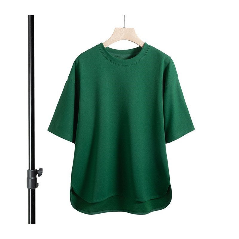 Heavy Short-sleeved T-shirt Men's Casual American Half-sleeved Top Solid Color Round Neck All-match Loose plus size Trendy T Spring and Summer - Image 3