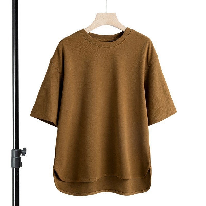 Heavy Short-sleeved T-shirt Men's Casual American Half-sleeved Top Solid Color Round Neck All-match Loose plus size Trendy T Spring and Summer - Image 1
