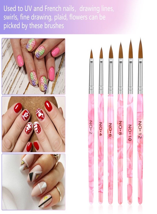 Yokilly Acrylic Nail Brush Dappen Dish Set, 6PCS Nail Art Pen and 4PCS Crystal Dappen Dish for Acrylic Nails, Manicure Bowl Cup Glass Container for Acrylic Liquid Nail Tool Kit (Pink) - Image 3
