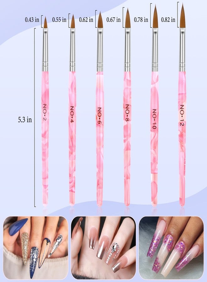 Yokilly Acrylic Nail Brush Dappen Dish Set, 6PCS Nail Art Pen and 4PCS Crystal Dappen Dish for Acrylic Nails, Manicure Bowl Cup Glass Container for Acrylic Liquid Nail Tool Kit (Pink) - Image 4