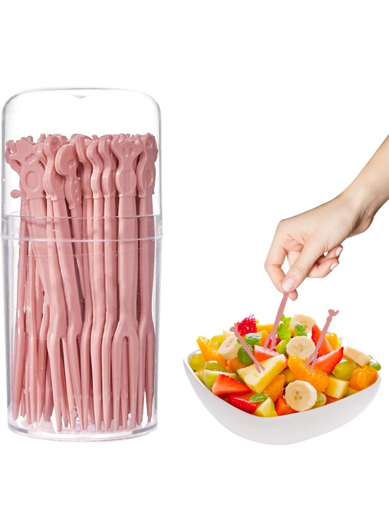 2 Pack 100PCS Plastic Cocktail Picks,Mini Appetizer Forks,Small Cocktail Forks,Cocktail Toothpicks For Appetizers (Pink) - Image 1