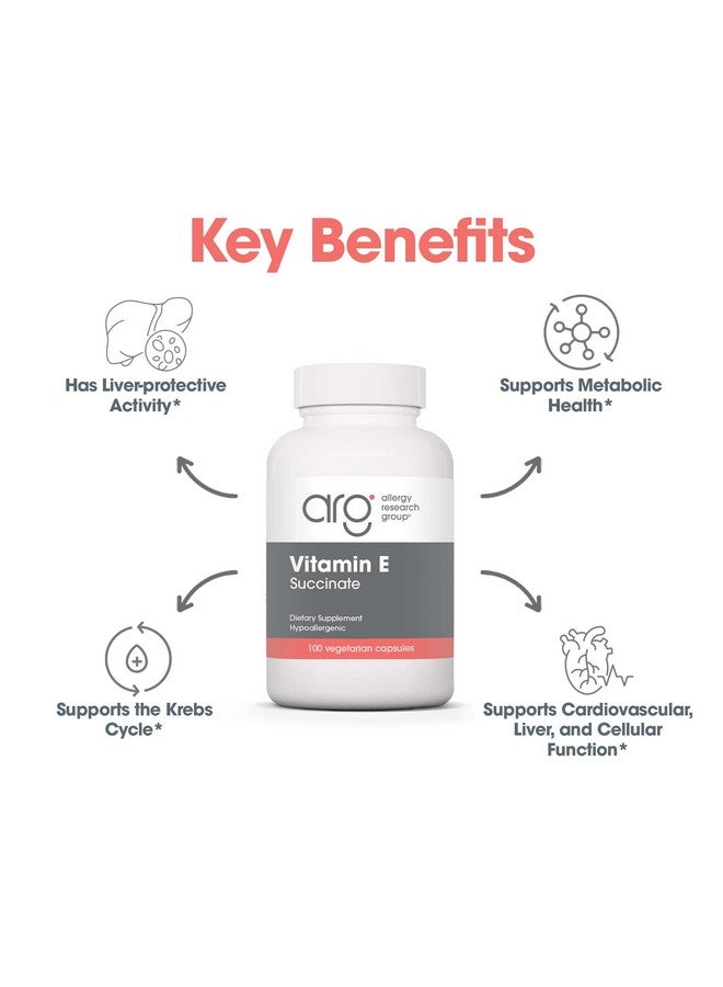 Allergy Research Group Vitamin E Succinate Supplement - for Men & Women, 400 IU D-Alpha-Tocopheryl, Antioxidant, Vegetarian Capsules - 100 Count - Image 4