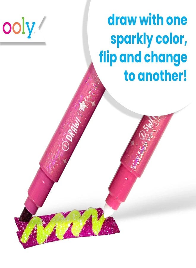 Ooly 12 Pack Sparkle Switch-eroo Color Changing Markers, Double Ended Chisel Tip Color Change Markers for Art Back to School Supplies, Drawing and Stationery Sets - Image 4