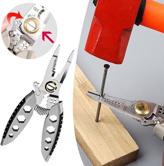 Kruvad Wire Striper kabel portabel profesional Stainless Steel Crimpers Pliers with Cutter Crimping with Splitting Electrical Stripping Tool Plier Diameter Crimpers Pliers Insulated with Cutter - Image 2