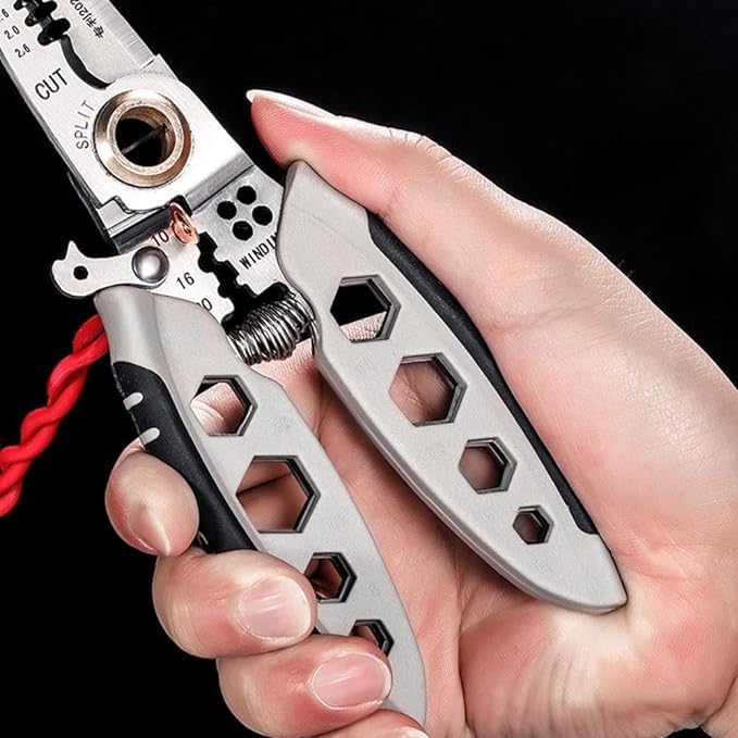 Kruvad Wire Striper kabel portabel profesional Stainless Steel Crimpers Pliers with Cutter Crimping with Splitting Electrical Stripping Tool Plier Diameter Crimpers Pliers Insulated with Cutter - Image 3