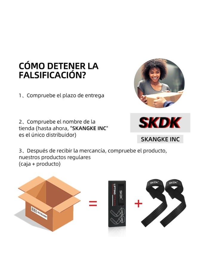 إس كي دي كي أحزمة رفع الأثقال وحبال المعصم لرفع الأثقال مع وسادات مبطنة من النيوبرين وسيليكون مانع للانزلاق - لرفع الأثقال، بناء الجسم، Xfit، وتدريب القوة - Image 2