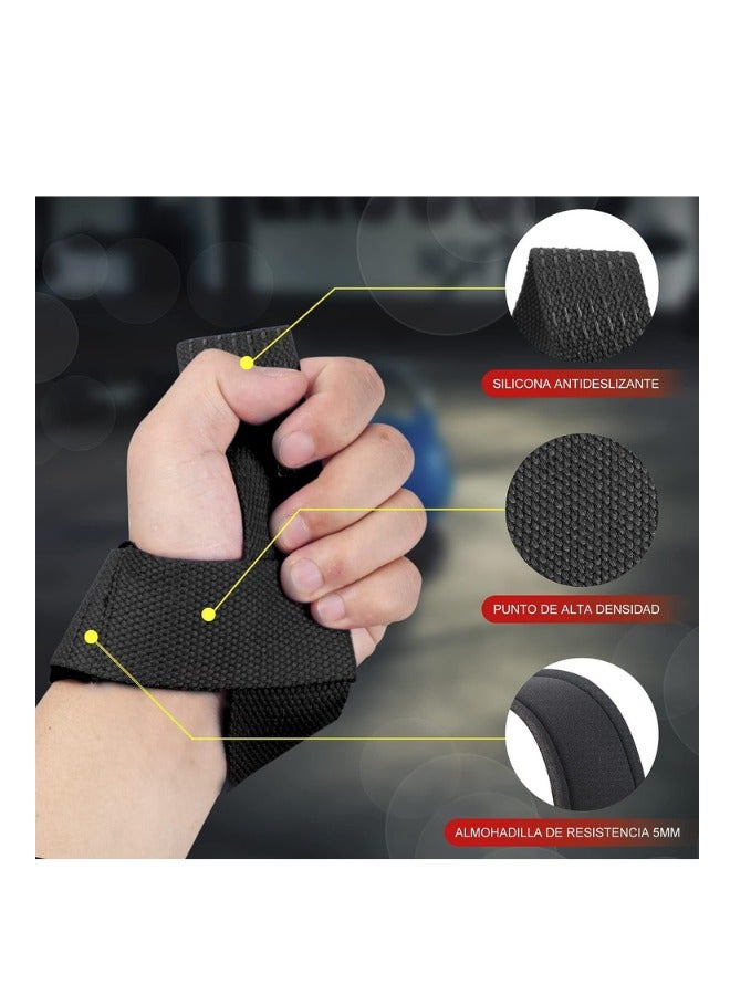 إس كي دي كي أحزمة رفع الأثقال وحبال المعصم لرفع الأثقال مع وسادات مبطنة من النيوبرين وسيليكون مانع للانزلاق - لرفع الأثقال، بناء الجسم، Xfit، وتدريب القوة - Image 4