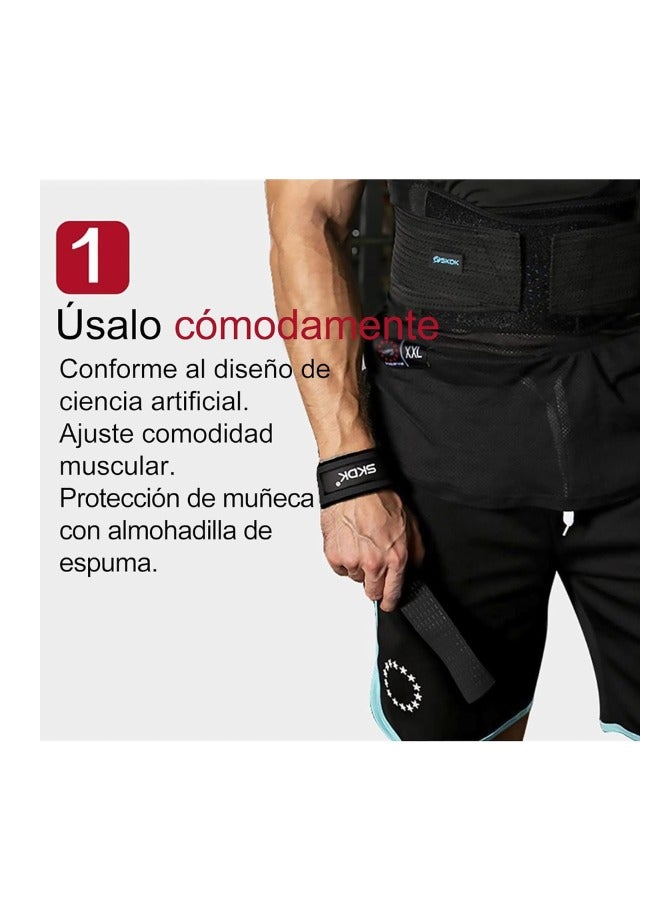 إس كي دي كي أحزمة رفع الأثقال وحبال المعصم لرفع الأثقال مع وسادات مبطنة من النيوبرين وسيليكون مانع للانزلاق - لرفع الأثقال، بناء الجسم، Xfit، وتدريب القوة - Image 5