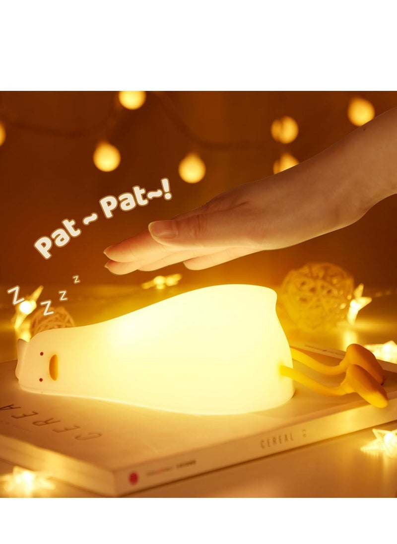 ELTRAZONE Duck Lamp, 3-Level Dimmable Duck Night Light for Kids, Rechargeable Silicone LED Lying Flat Duck Night Light, Touch Control Ducky Lay Lamp for Breastfeeding, Toddler Room & Kids Room Decor, Soft Night Light for Babies - Image 1