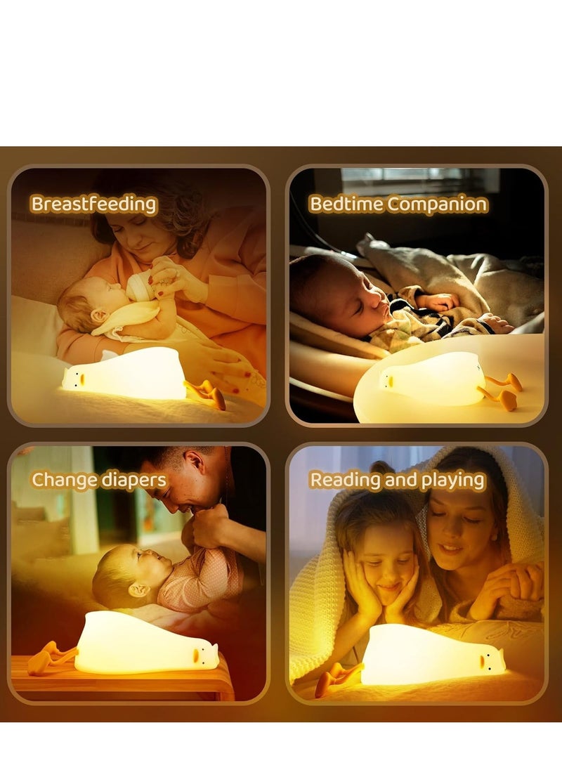ELTRAZONE Duck Lamp, 3-Level Dimmable Duck Night Light for Kids, Rechargeable Silicone LED Lying Flat Duck Night Light, Touch Control Ducky Lay Lamp for Breastfeeding, Toddler Room & Kids Room Decor, Soft Night Light for Babies - Image 5