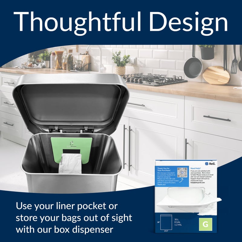 Reli. Custom Fit G Trash Bags (120 Count) Fits Simplehuman Code G Bags 30 L  8 Gal | Drawstring Trashbag | White 8 Gallon Trashbag Drawstring | 17.5x28"" (6 Packs) 1.2 Mil - Image 4