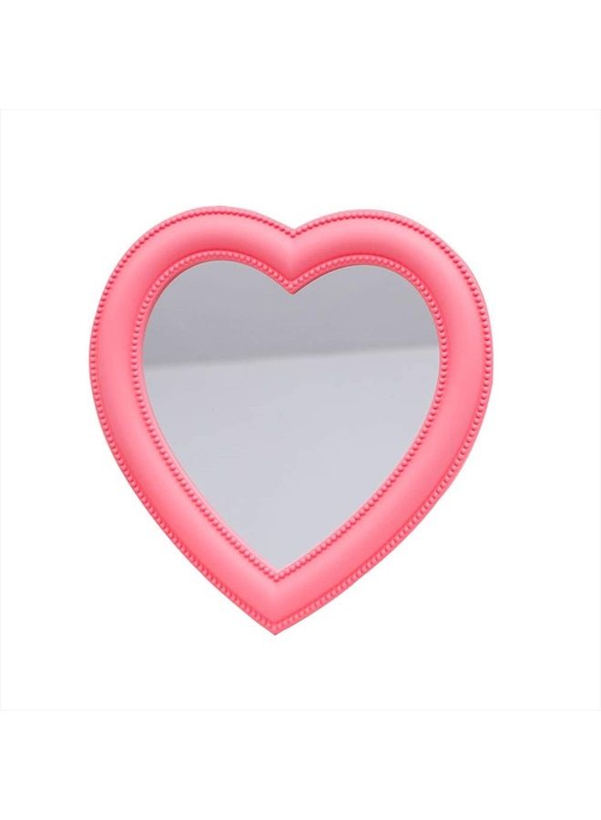 BinaryABC مرآة تجميل على شكل قلب للجدار والمكتب في غرفة النوم، هدية عيد الحب (وردي) - Image 1