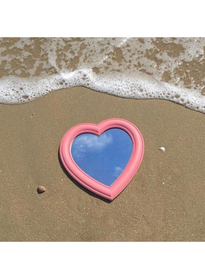 BinaryABC مرآة تجميل على شكل قلب للجدار والمكتب في غرفة النوم، هدية عيد الحب (وردي) - Image 5