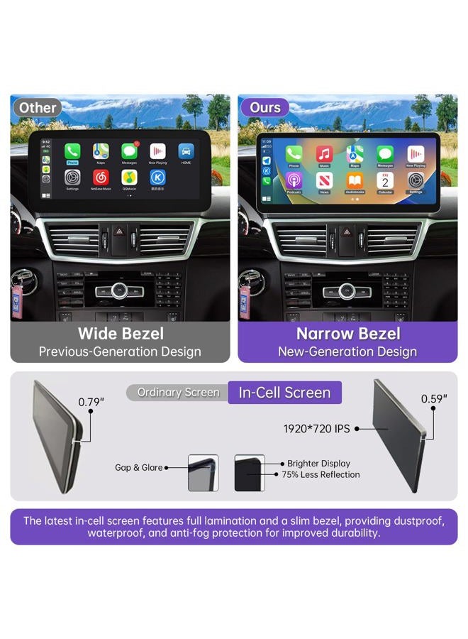 NINETOM 2025 Upgraded 12.3" Ultra-Narrow Touchscreen Wireless CarPlay Android Auto Receiver Compatible with Mercedes Benz E Class W212 (2009–2012), for NTG 4.0 System - Image 5