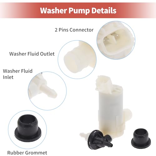 ACROPIX Windshield Washer Pump with Grommet Windshield Washer Fluid Pump Fit for Honda CR-V 2007-2011 Windshield Wiper Pump No.76806SMAJ01 - Pack of 1 - Image 5