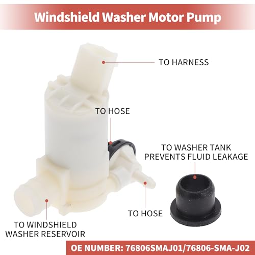 ACROPIX Windshield Washer Pump with Grommet Windshield Washer Fluid Pump Fit for Honda CR-V 2007-2011 Windshield Wiper Pump No.76806SMAJ01 - Pack of 1 - Image 4