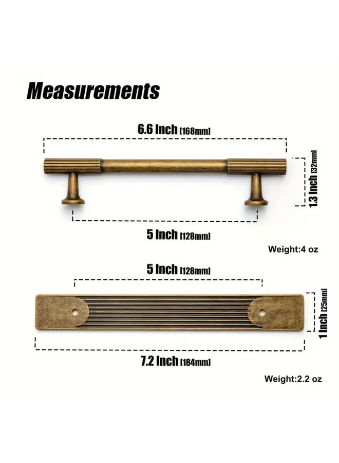 2Pcs Matt Black Zinc Alloy Cabinet Pulls With Back Plate 5 Inch 128mm Center Hole Stripe Trim Hardware For Kitchen Bedroom Cabinet Door Handles Rustic Home Decor - Image 2