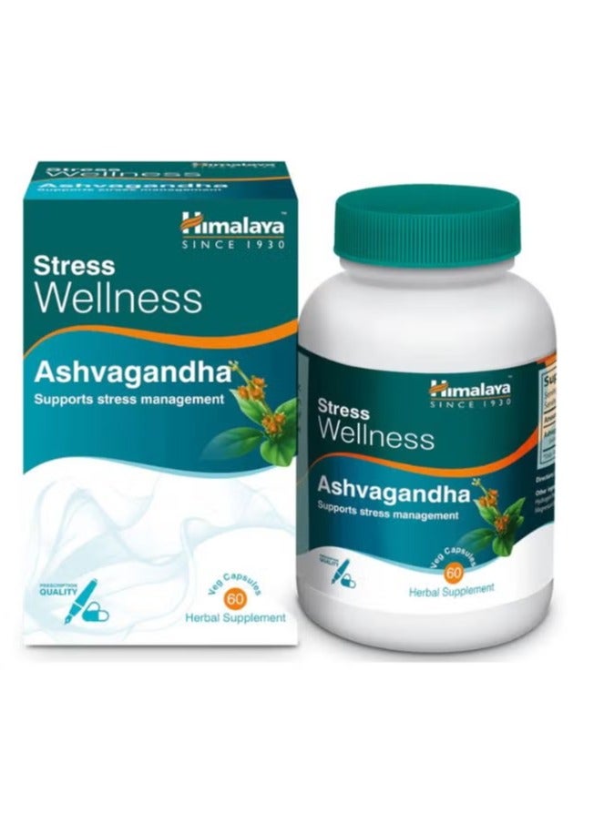 Himalaya Ashvagandha, Relieves Stress and Boosts Energy, 60 Veg. Caps - Image 1