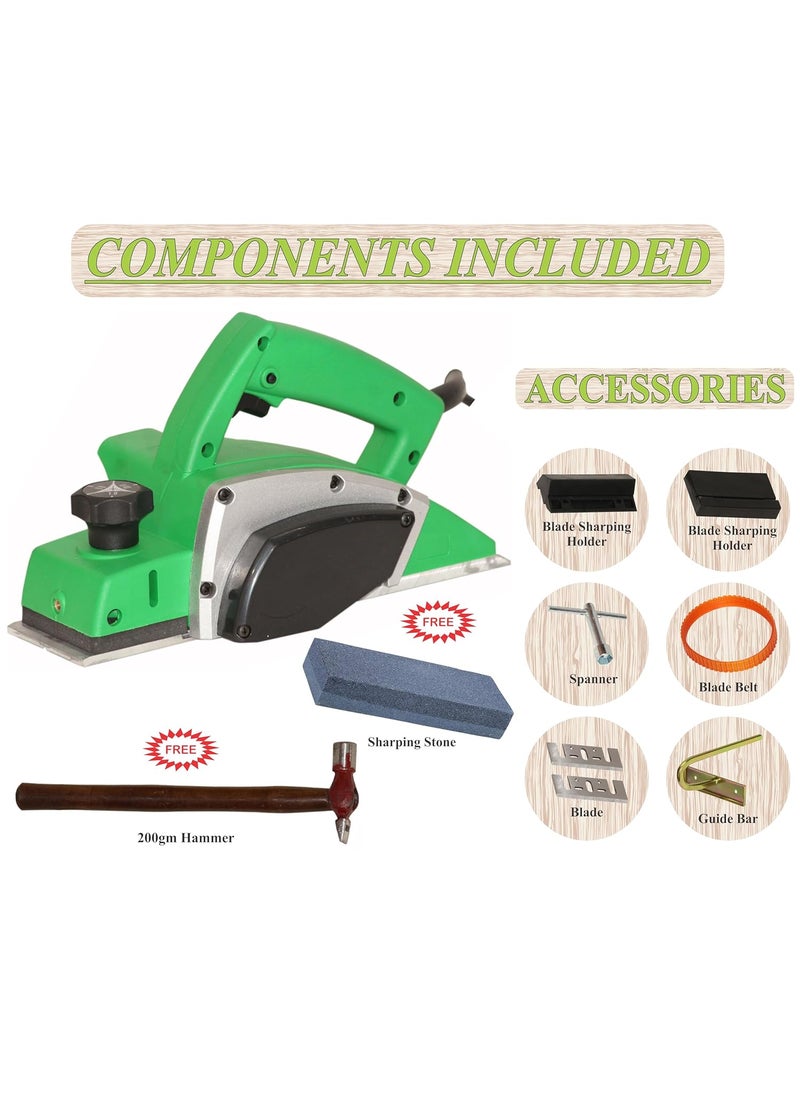 Digital Craft Digital Craft Wood Planer 1400W Machine of Carpentry HighPower MultiFunction Electric Planer Professional Woodworking Machine 82mm Electric Planer MachineHammer 200 gmSharpening Stone  - Image 2