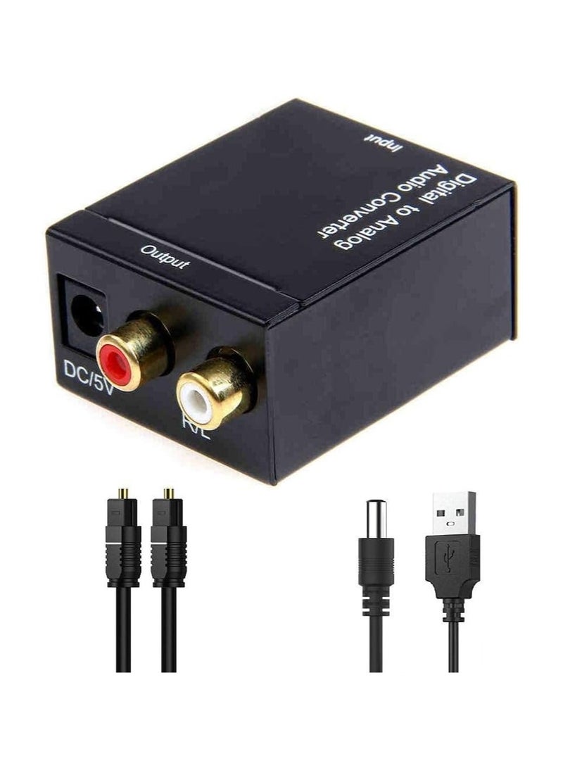 Digital to Analog Audio Converter with RCA and 3.5mm Jack – Includes Optical Cable and USB Power Cable - Image 1