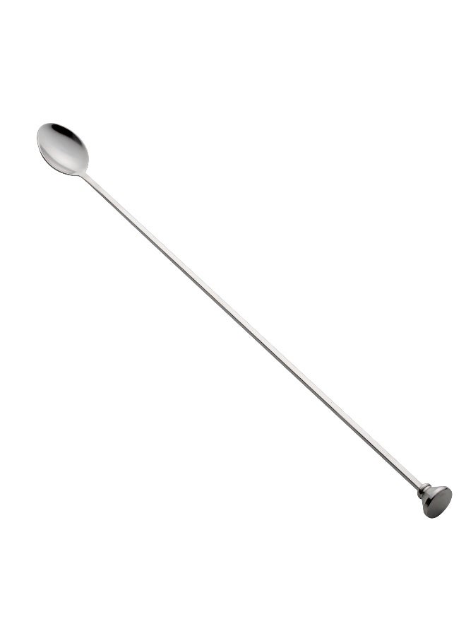 Restaurantware Bar Lux 16 Inch Bar Spoon, 1 Double-Ended Muddler Spoon - Long, Spiral Handle, Silver Stainless Steel Bar Spoon And Muddler, For Stirring And Mixing , For Layering Drinks - Image 1